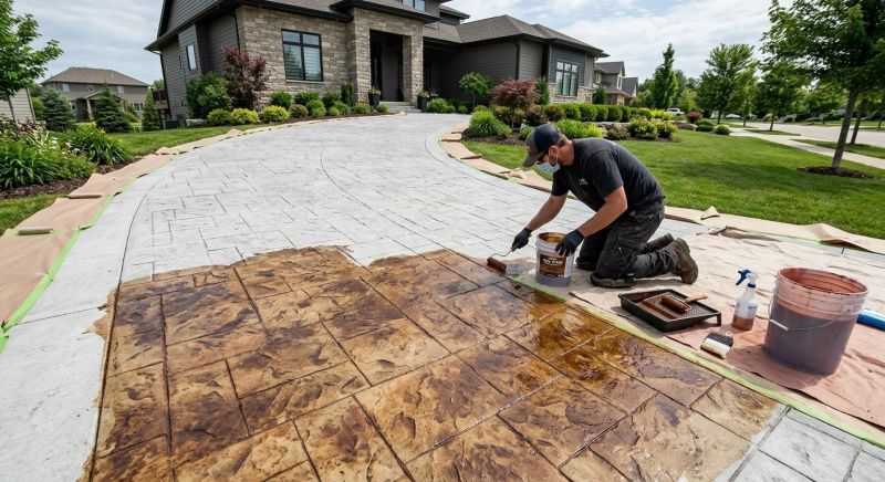 Concrete Driveway Staining in Fort Worth, TX