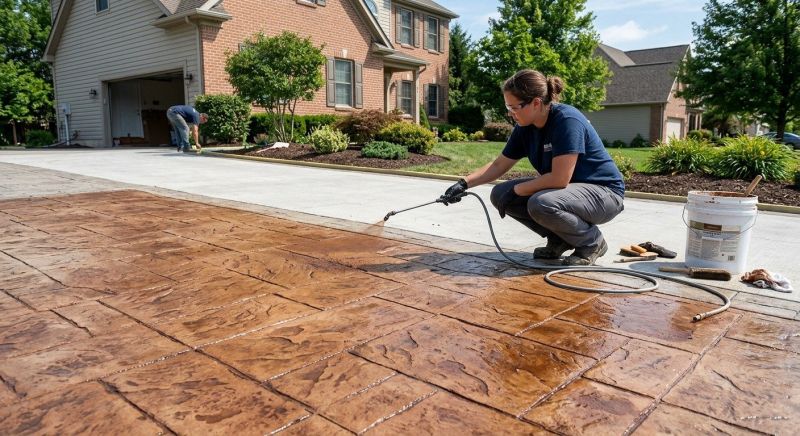 Concrete Driveway Staining in Dallas, TX